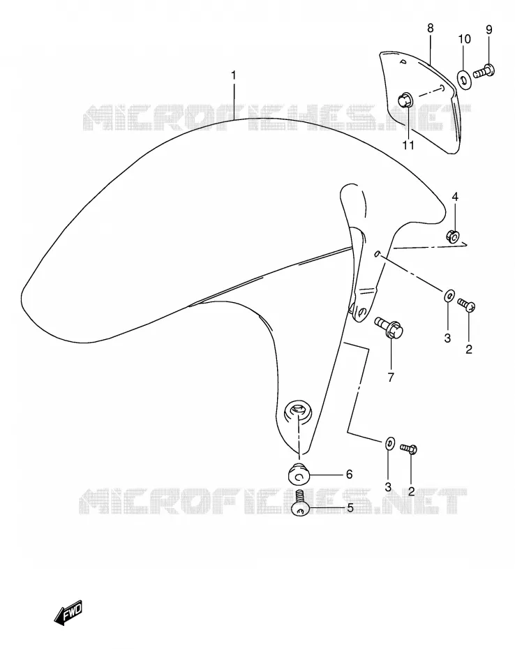 GARDE BOUE AVANT (MODELE S/T/V/W) Suzuki MOTO 1100 GSX-R 1997  GSX-R1100WV(E2)