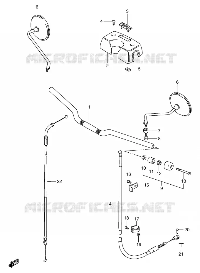 GUIDON - CABLES (GS125SX/SY E22,E34/SUX/SUY E22) Suzuki MOTO 125 GS 2000  GS125SUY(E71)