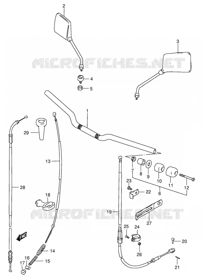 GUIDON - CABLES (GS125UR) Suzuki MOTO 125 GS 1982  GS125Z(E1)