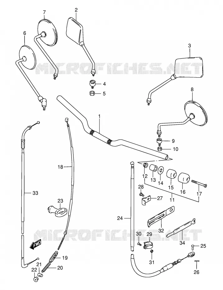 GUIDON - CABLES (GS125Z/D) Suzuki MOTO 125 GS 1982  GS125ESZ(E1)