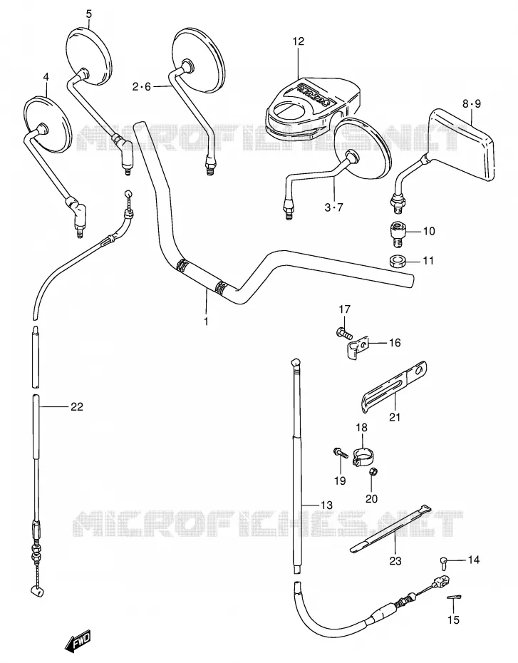 GUIDON - CABLES (MODELE Z/D/K/M,GN125R) Suzuki MOTO 125 GN 1989  GN125K(E1)