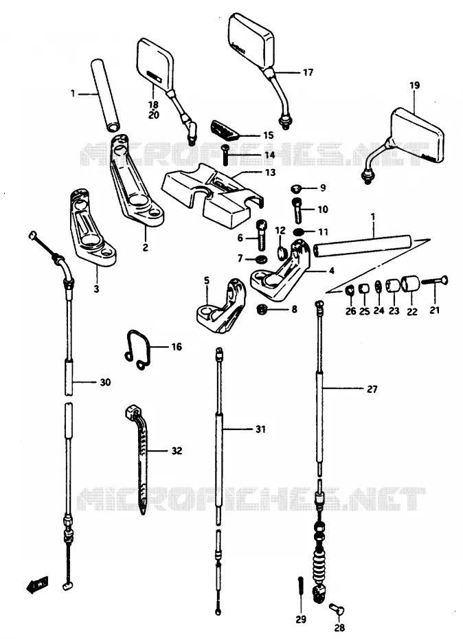 GUIDON (GSX1100EF/EG) Suzuki MOTO 1100 GSX-E 1985  GSX1100EEF(E/F/G)