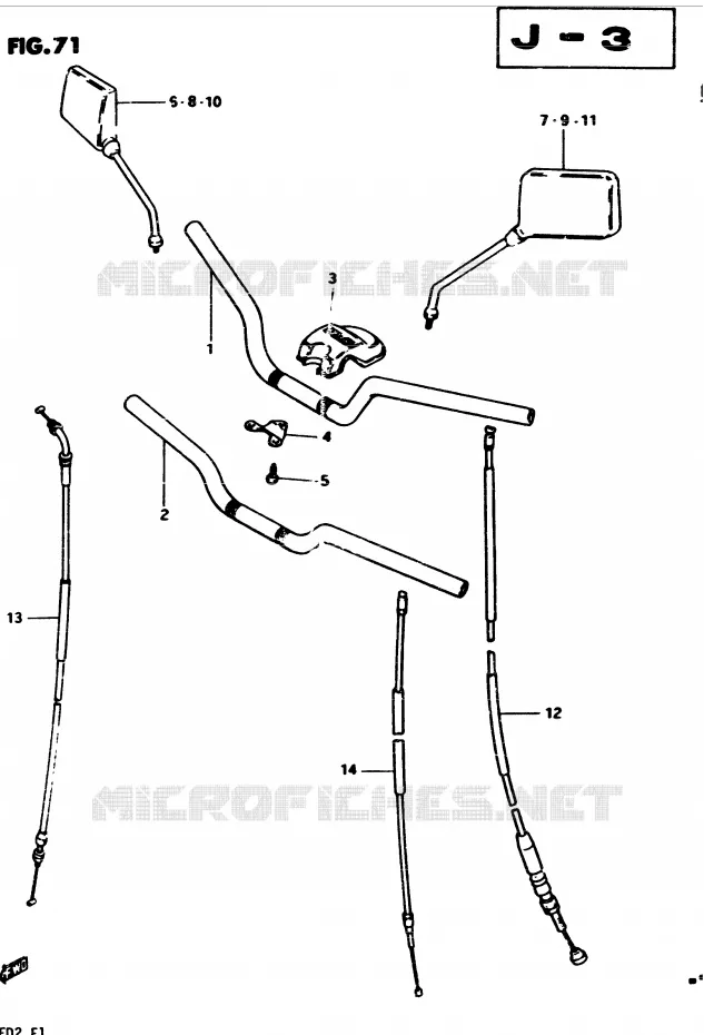GUIDON (MODELE D) Suzuki MOTO 450 GS 1982  GS4502(2/Z/D)