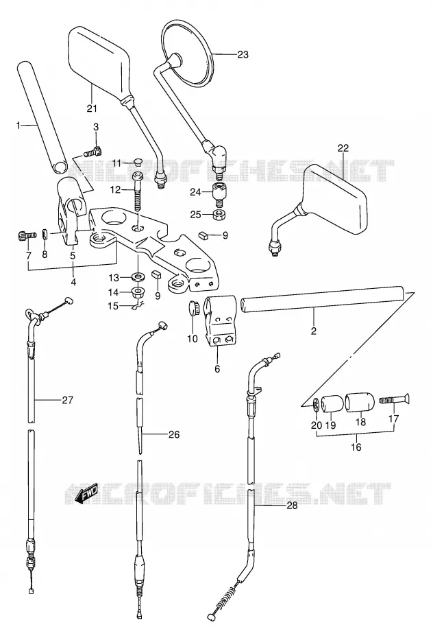 GUIDON (MODELE L/M/N/P) Suzuki MOTO 500 GS-E 1990  GS500EL(E2)