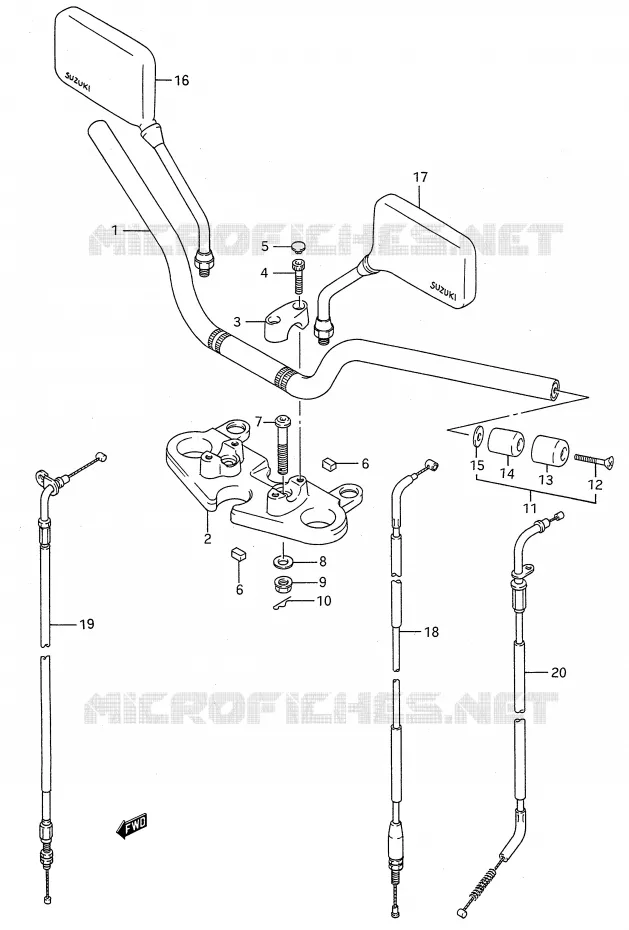 GUIDON (MODELE P/R/S/T) Suzuki MOTO 500 GS-E 1995  GS500ES(E28)