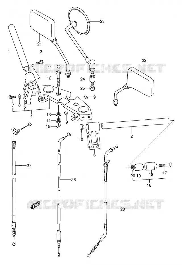GUIDON (MODELE R) Suzuki MOTO 500 GS-E 1992  GS500EUN(E2)