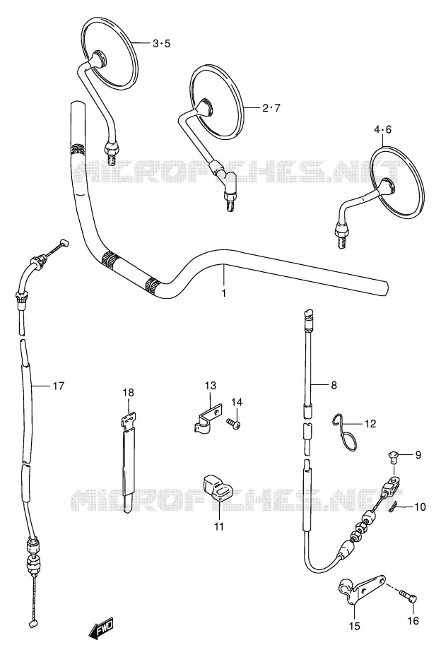 GUIDON (MODELE Y) Suzuki MOTO 250 GN 1998  GN250EW(E2)