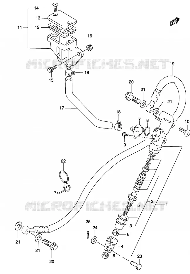 MAITRE CYLINDRE ARRIERE (MODELE K3) Suzuki MOTO 500 GS-E 2004  GS500K4(P19)