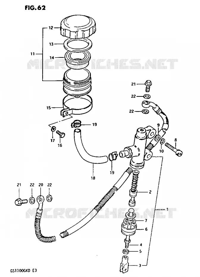 MAITRE CYLINDRE ARRIERE Suzuki MOTO 1100 GS-G 1982  GS1100GK2(Z/2/D)