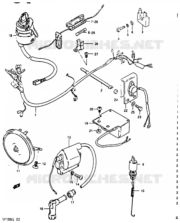 PARTIE ELECTRIQUE Suzuki MOTO 100 GP 1990  GP100UL(X/D/L)