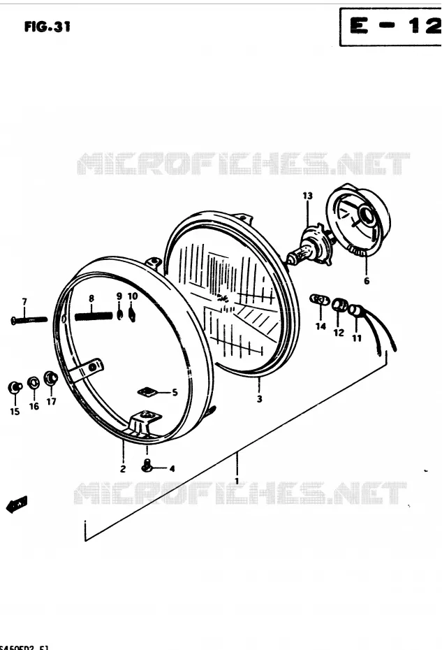 PHARE (E15, E21, E25, E34, E39) Suzuki MOTO 450 GS 1982  GS450Z(2/Z/D)