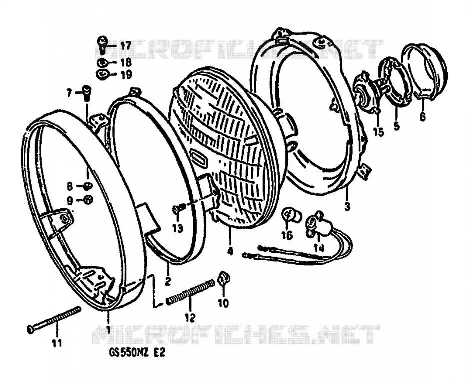 PHARE (E17,E22,E25,E34) Suzuki MOTO 550 GS 1982  GS550MZ(X/Z)