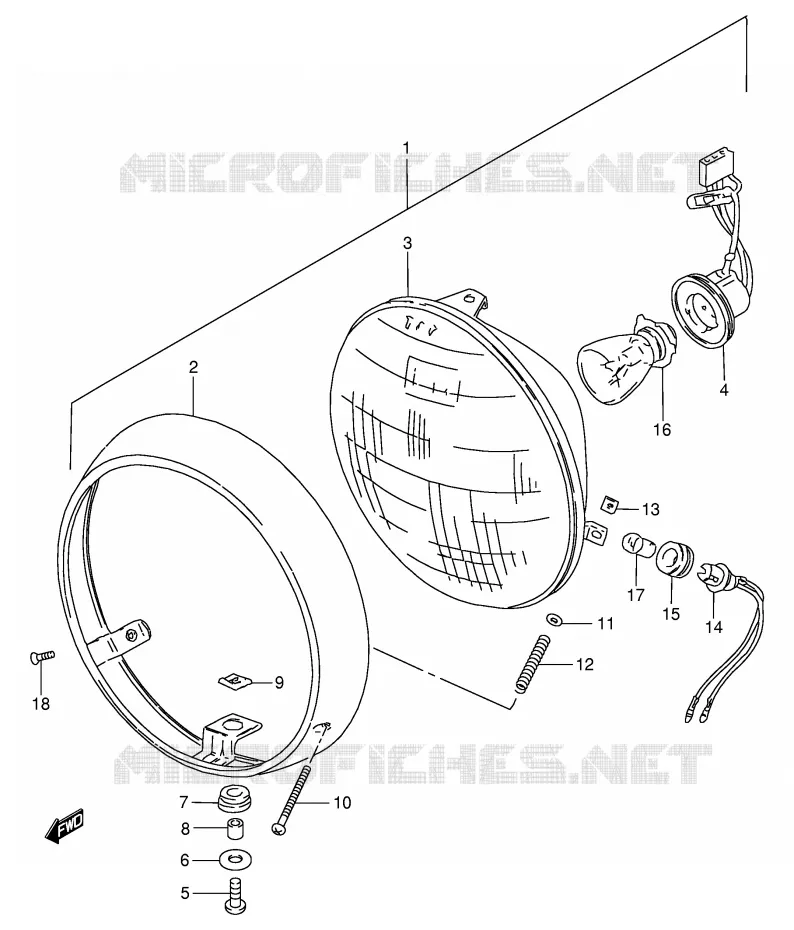PHARE (E1,E2,E24,P95) Suzuki MOTO 250 GN 1990  GN250L(E2)