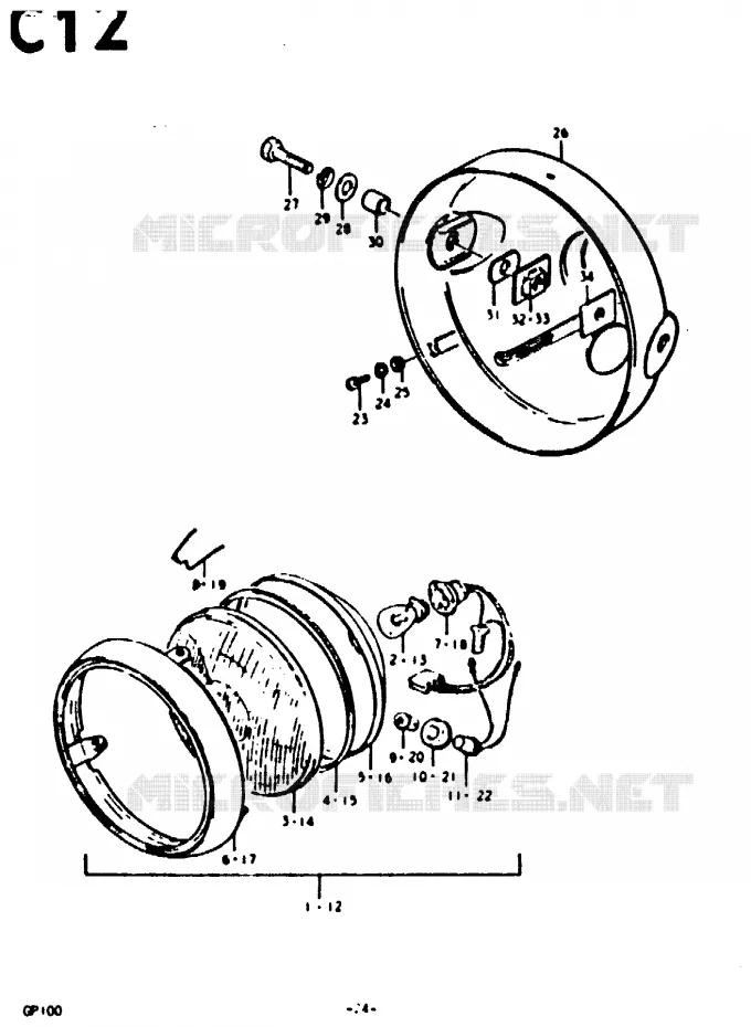 PHARE (E2) Suzuki MOTO 100 GP 1992  GP100N(C/N)