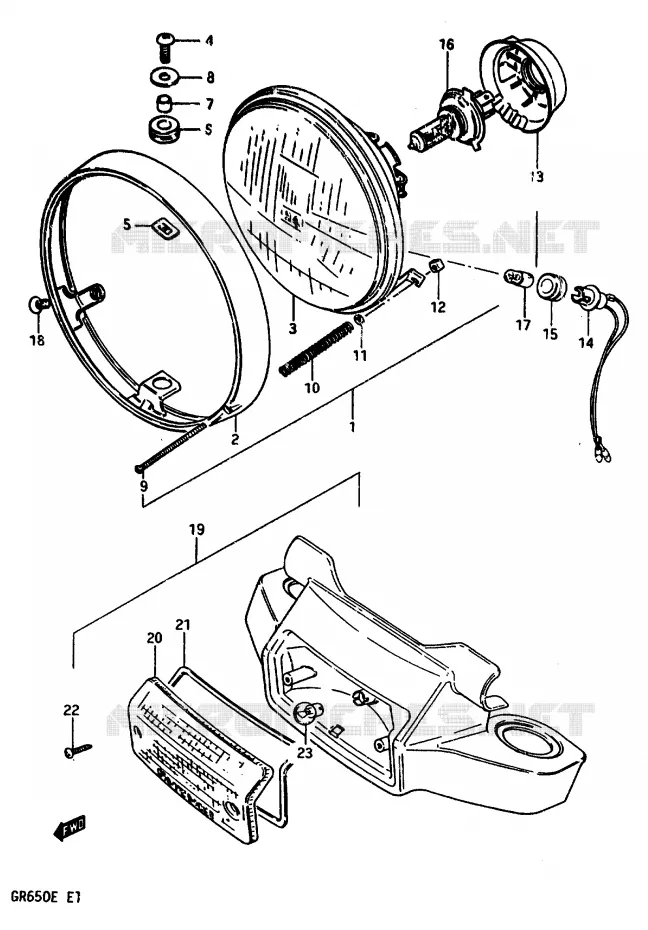 PHARE (E2) Suzuki MOTO 650 TEMPTER 1983  GR650D(D/E)