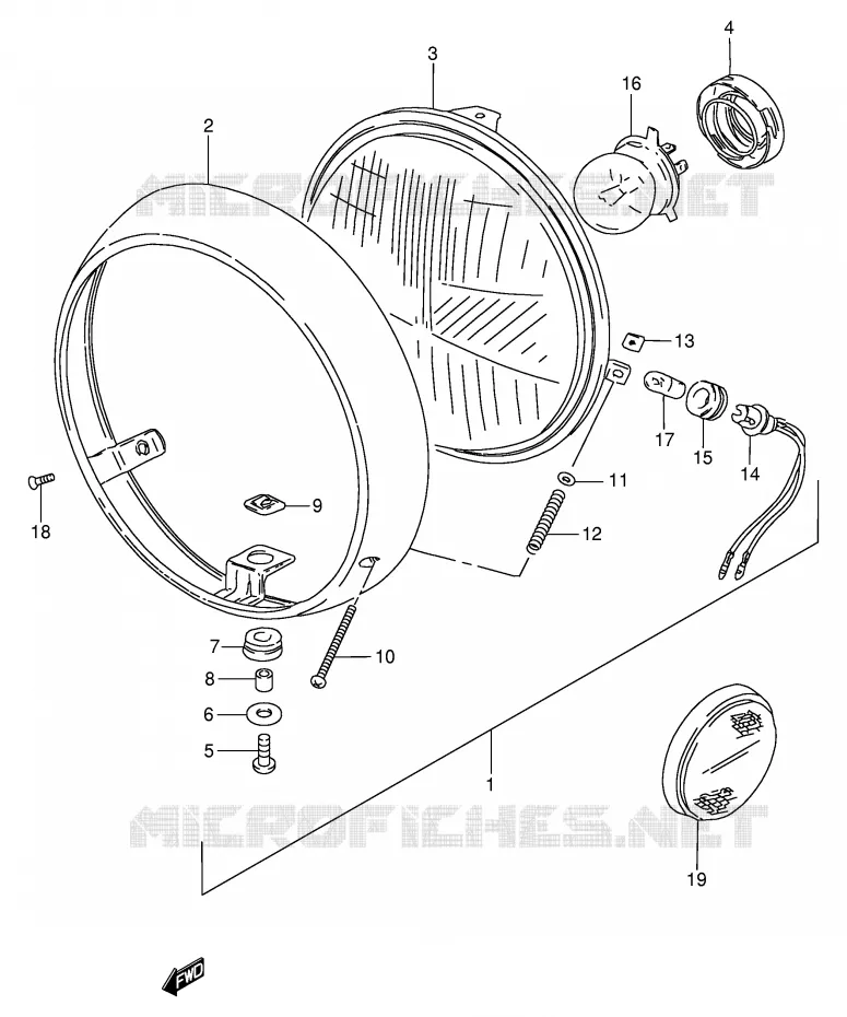 PHARE (E22,E25,E34,E39,E53) Suzuki MOTO 250 GN 1990  GN250L(E2)