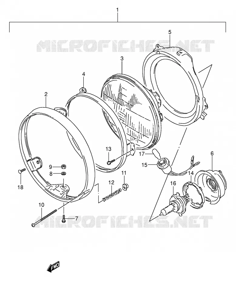 PHARE (MODELE K/L/M/N) Suzuki MOTO 500 GS-E 1992  GS500EN(E2)