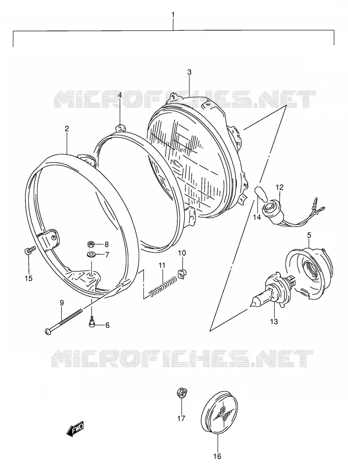 PHARE (MODELE P/R) Suzuki MOTO 500 GS-E 1992  GS500EN(E2)