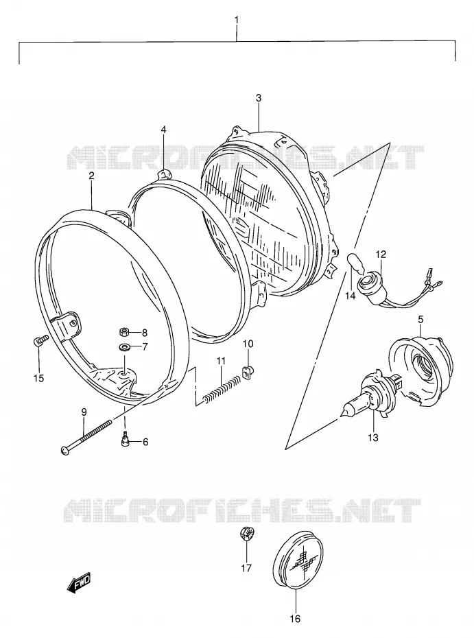 PHARE (MODELE S) Suzuki MOTO 500 GS-E 1991  GS500EUM(E2)