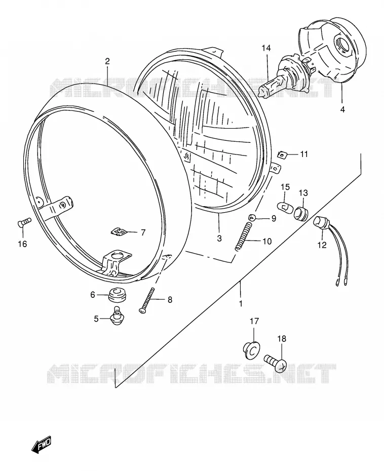 PHARE (MODELE Y E22,E25,E34,E39,E54) Suzuki MOTO 250 GN 1996  GN250ET(E2)