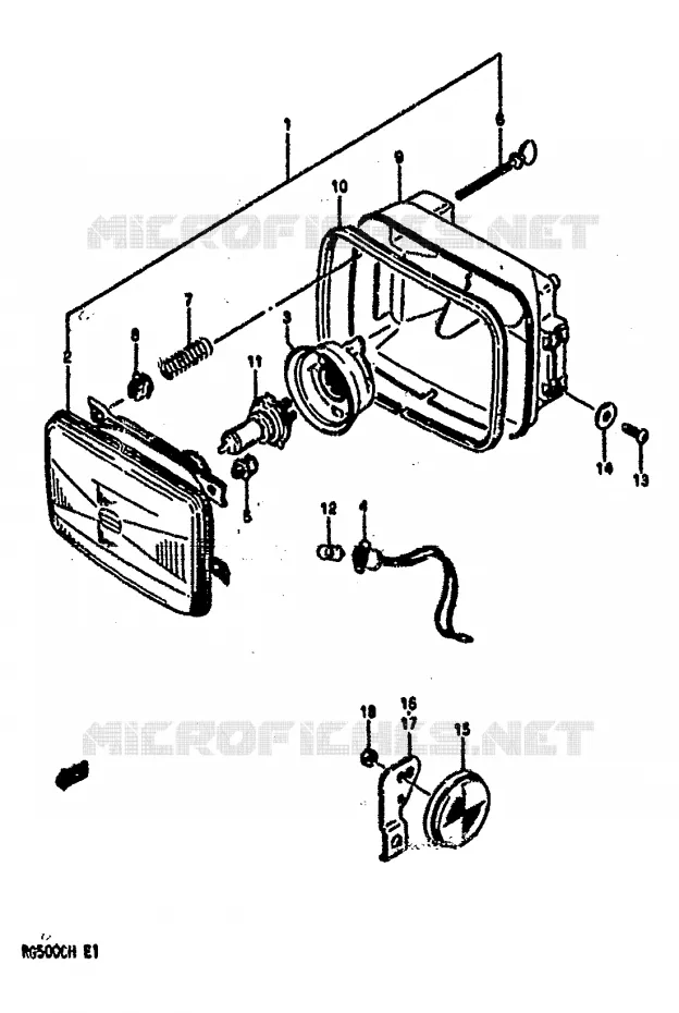 PHARE Suzuki MOTO 500 GS-E 1990  GS500EL(E1)