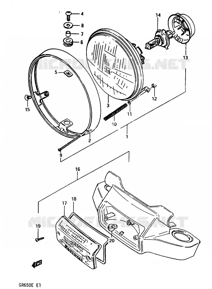 PHARE Suzuki MOTO 650 TEMPTER 1983  GR650D(D/E)