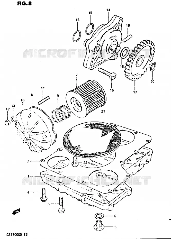 POMPE A HUILE - FILTRE A HUILE Suzuki MOTO 1100 GS-G 1983  GS1100GD(Z/D)