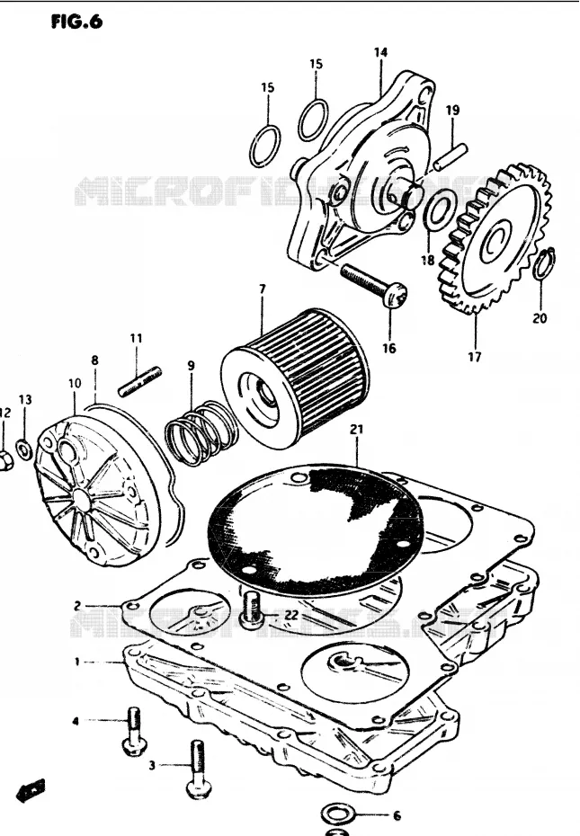 POMPE A HUILE - FILTRE A HUILE Suzuki MOTO 1100 GS-G 1985  GS1100GF(E/F/G)