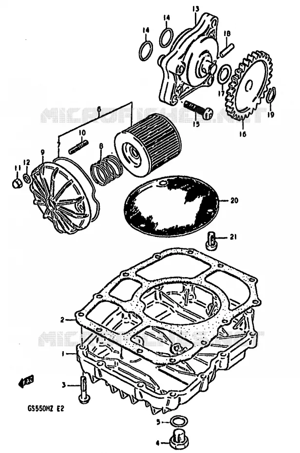 POMPE A HUILE - FILTRE A HUILE Suzuki MOTO 550 GS 1982  GS550MZ(X/Z)
