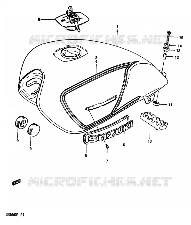 RESERVOIR D'ESSENCE (GR650E) Suzuki MOTO 650 TEMPTER 1983  GR650D(D/E)