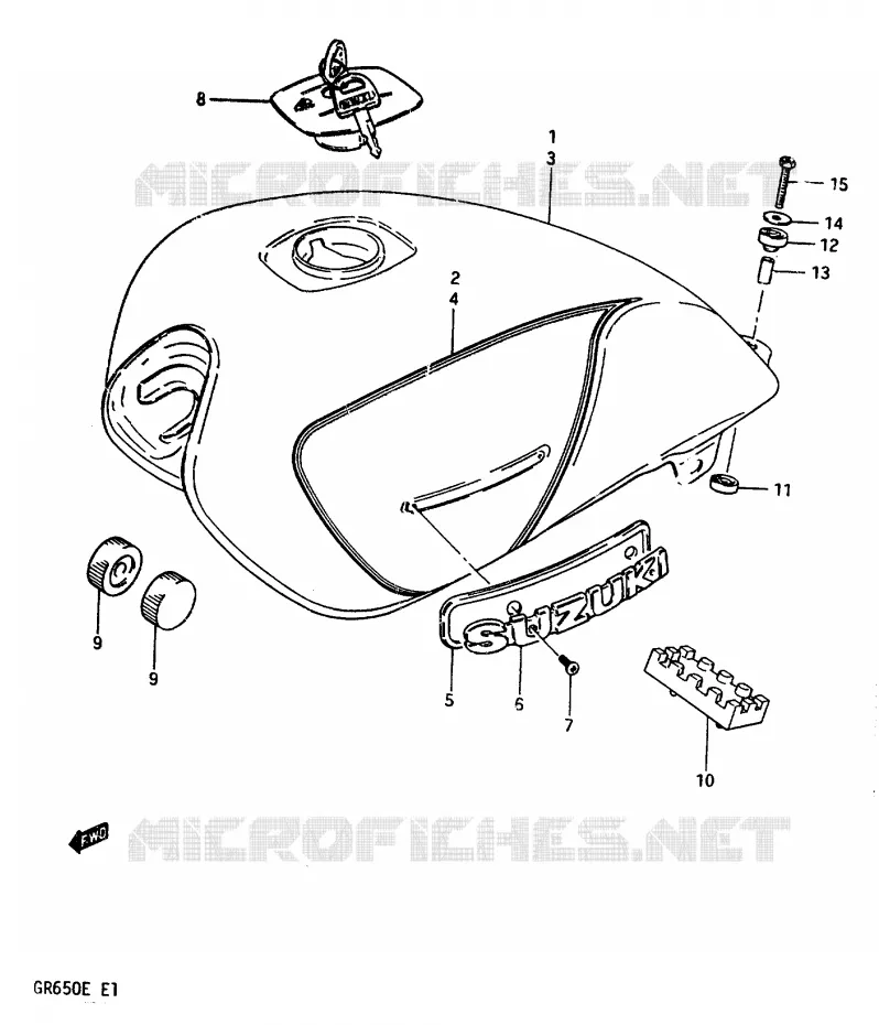 RESERVOIR D'ESSENCE (GR650XD) Suzuki MOTO 650 TEMPTER 1983  GR650D(D/E)