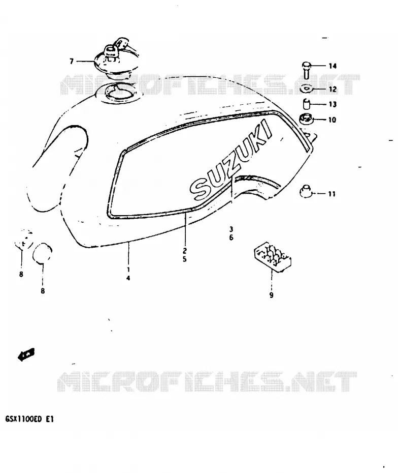 RESERVOIR D'ESSENCE (GSX1100D/ED) Suzuki MOTO 1100 GSX-E 1982  GSX1100EZ(Z/D)