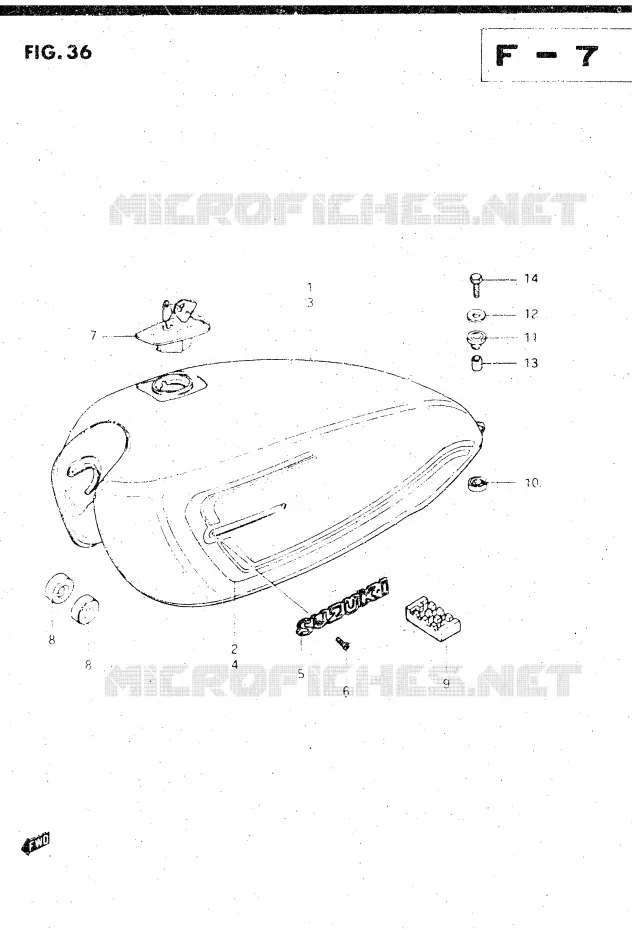 RESERVOIR D'ESSENCE (MODELE D) Suzuki MOTO 500 GS-E 1982  GS500EZ(Z/D)