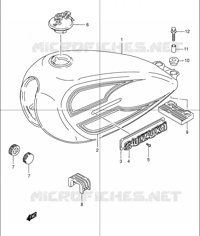 RESERVOIR D'ESSENCE (MODELE K1) Suzuki MOTO 250 GN 2000  GN250EY(E2)