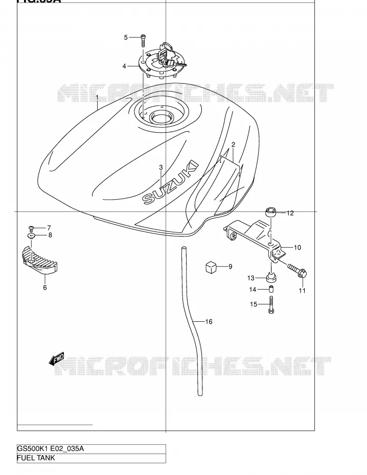 RESERVOIR D'ESSENCE (MODELE K2) Suzuki MOTO 500 GS-E 2002  GS500UK2(E2)