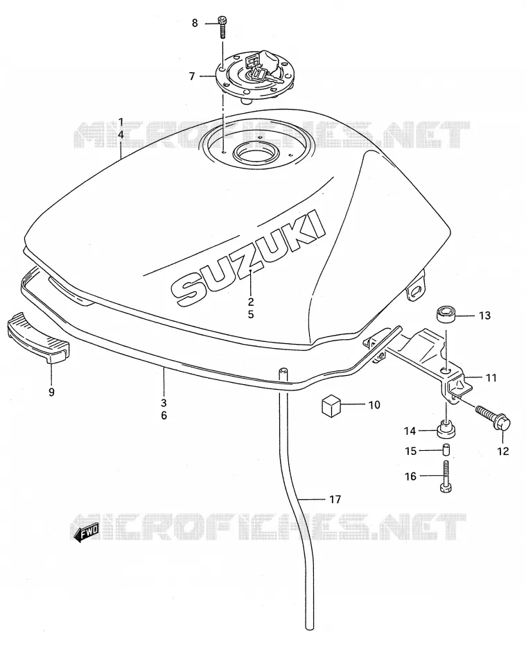 RESERVOIR D'ESSENCE (MODELE R/S/T) Suzuki MOTO 500 GS-E 1989  GS500EK(E28)
