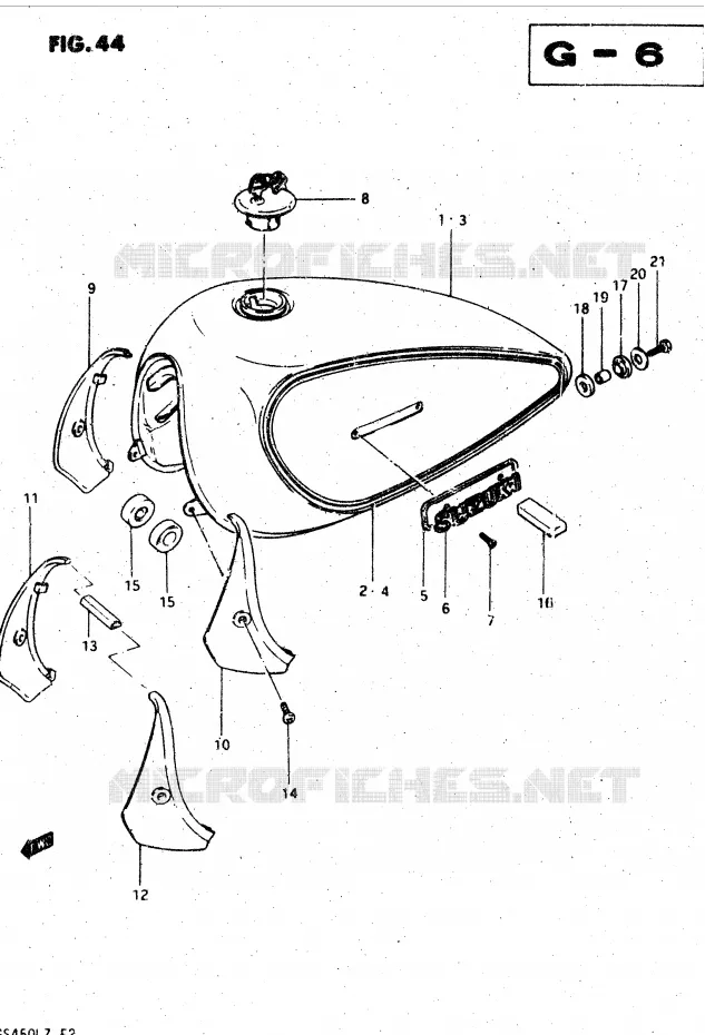 RESERVOIR D'ESSENCE (MODELE T) Suzuki MOTO 450 GS-L 1996  GS450LT(E2)