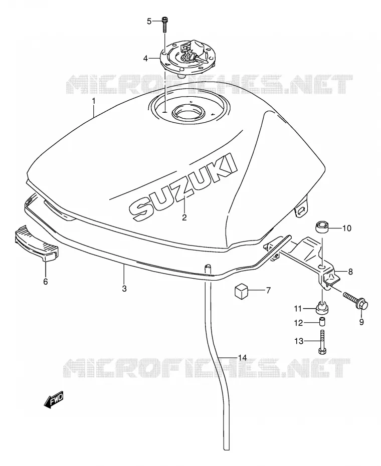 RESERVOIR D'ESSENCE (MODELE T) Suzuki MOTO 500 GS-E 1995  GS500ESKS(E2)
