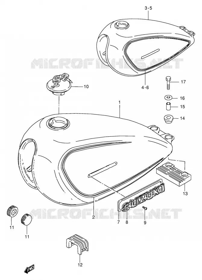 RESERVOIR D'ESSENCE (MODELE T/W) Suzuki MOTO 250 GN 1996  GN250T(E2)