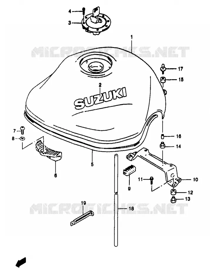 RESERVOIR D'ESSENCE (MODELE W/X) Suzuki MOTO 1200 BANDIT 2000  GSF1200SAY(T/V/W/X/Y)