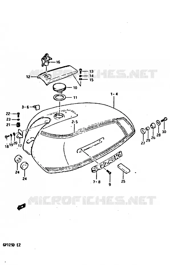 RESERVOIR D'ESSENCE (MODELE X) Suzuki MOTO 125 GP 1983  GP125D(X/D)