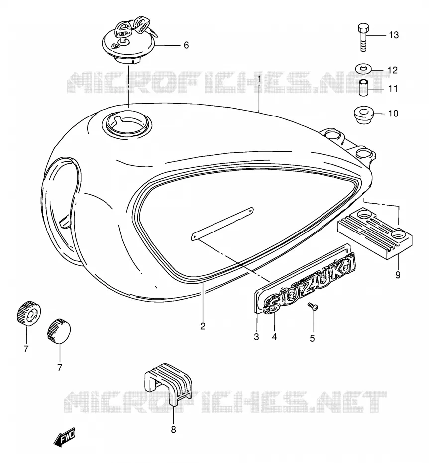 RESERVOIR D'ESSENCE (MODELE X) Suzuki MOTO 250 GN 2000  GN250EY(E2)