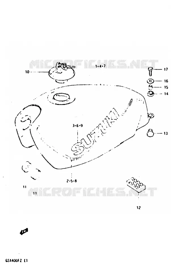 RESERVOIR D'ESSENCE (MODELE X) Suzuki MOTO 400 GSX 1982  GSX400FZ(X/Z)