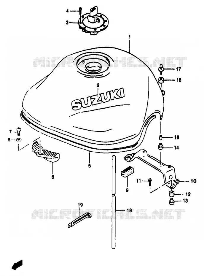 RESERVOIR D'ESSENCE (MODELE Y) Suzuki MOTO 1200 BANDIT 2000  GSF1200SAY(T/V/W/X/Y)