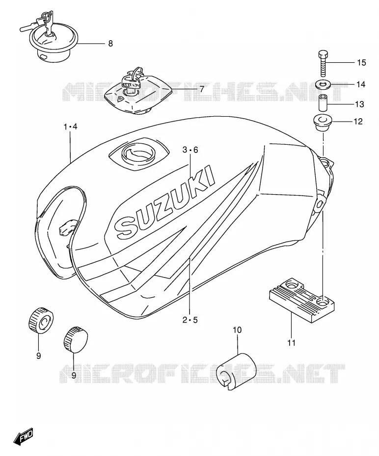 RESERVOIR D'ESSENCE (MODELE Y) Suzuki MOTO 125 GS 1999  GS125UX(E71)