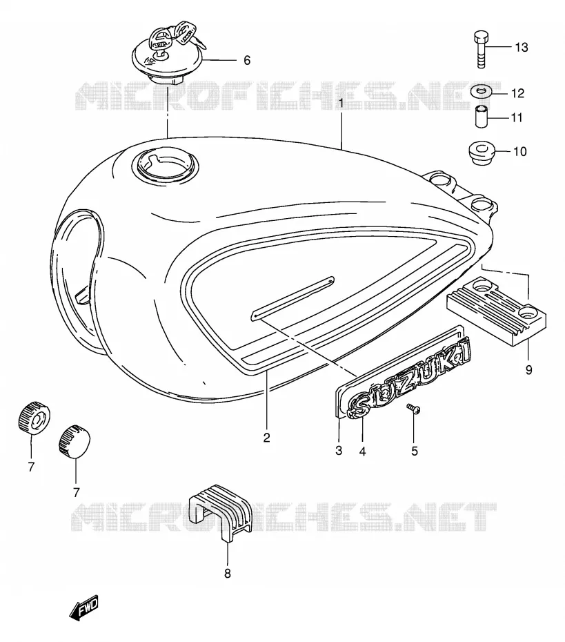 RESERVOIR D'ESSENCE (MODELE Y) Suzuki MOTO 250 GN 2000  GN250Y(E2)