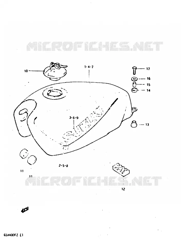 RESERVOIR D'ESSENCE (MODELE Z) Suzuki MOTO 400 GSX 1981  GSX400FX(X/Z)