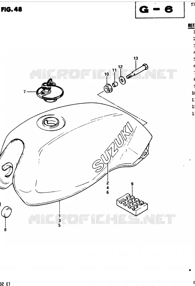 RESERVOIR D'ESSENCE (MODELE Z) Suzuki MOTO 450 GS 1983  GS450D(2/Z/D)