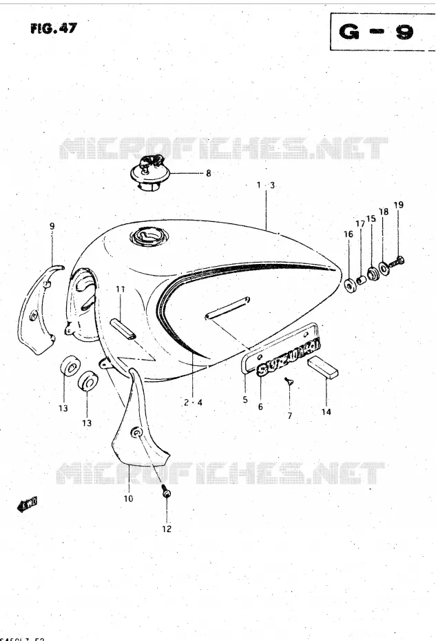 RESERVOIR D'ESSENCE (MODELE Z) Suzuki MOTO 450 GS-L 1996  GS450LT(E2)