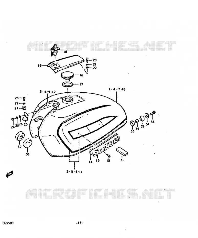 RESERVOIR D'ESSENCE Suzuki MOTO 550 GS 1980  GS550DT(T)